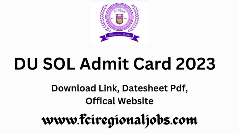 DU SOL Admit Card 2023