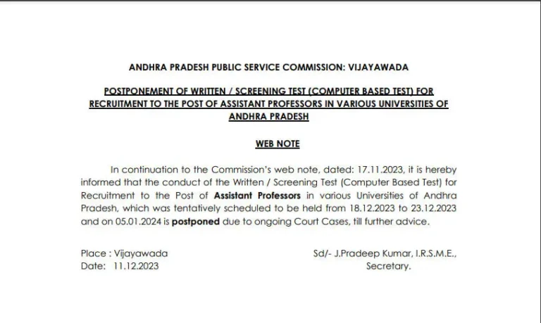 APPSC Assistant Professor Hall Ticket 2024