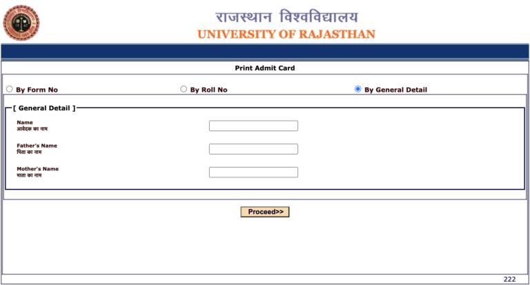 univraj.org Admit Card 2024