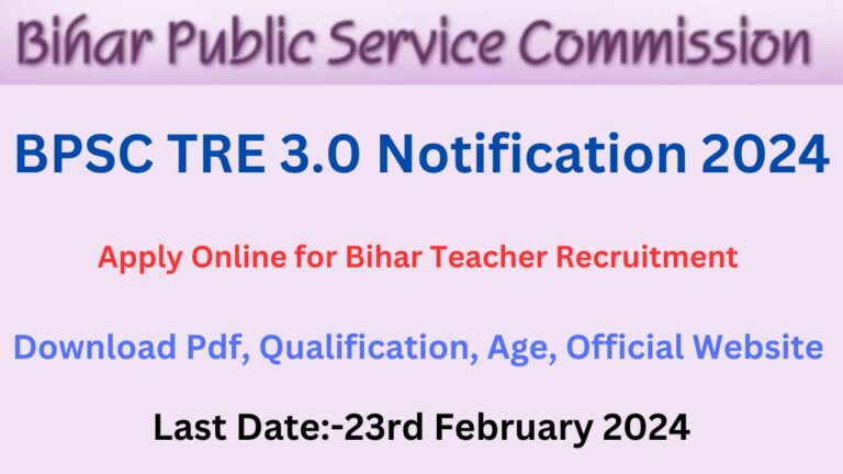 BPSC TRE 3.0 Notification 2024