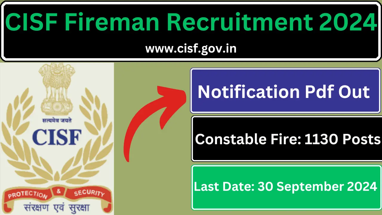 CISF Fireman Vacancy 2024