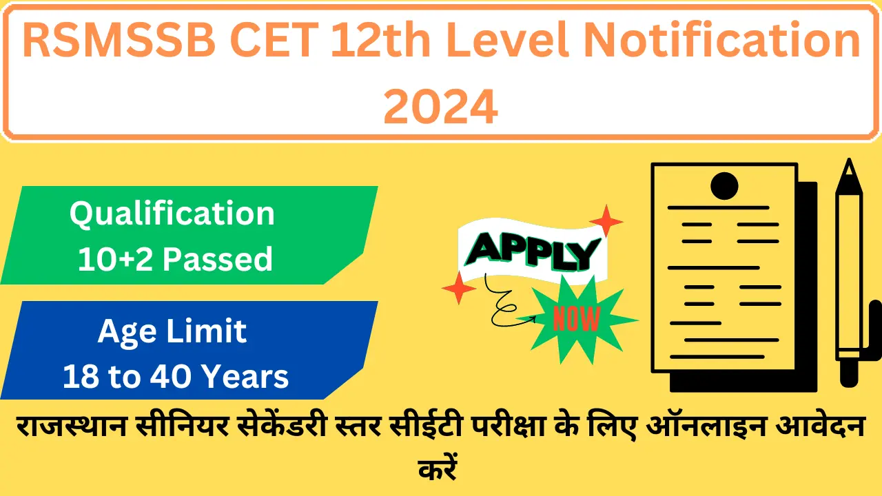 RSMSSB CET 12th Level Notification 2024